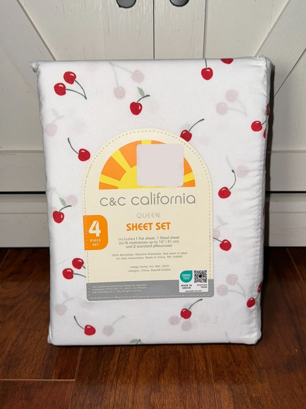 C&C California Cherry Print Queen Sheet Set
